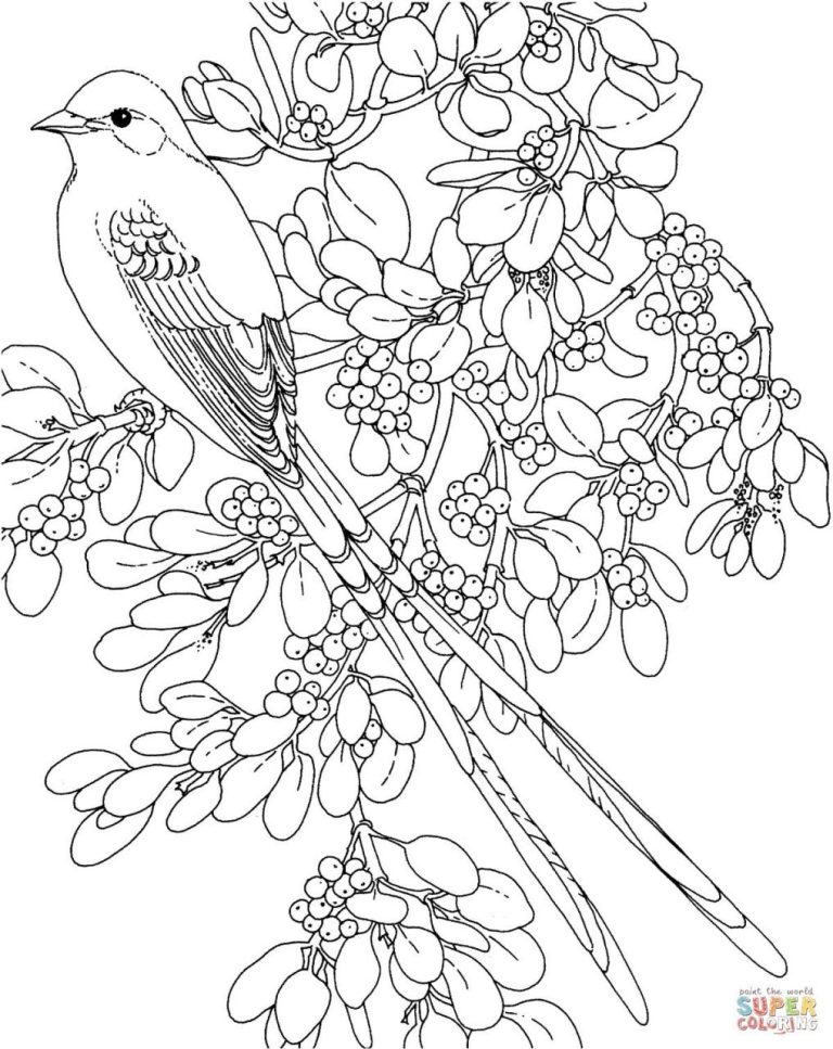Printable Birds And Flowers Coloring Pages