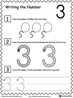 Number 3 Worksheets For Toddlers