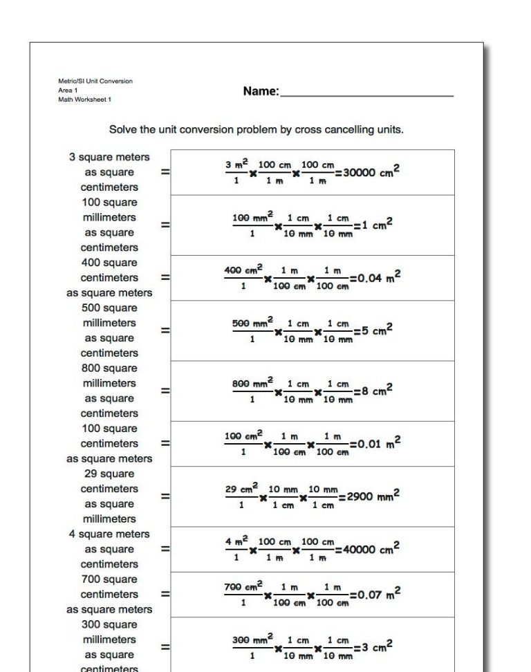 Metric Conversion Worksheet Pdf With Answers
