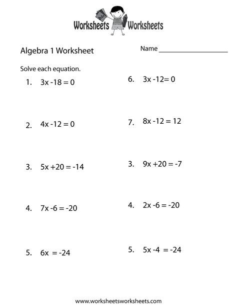 Basic Algebra Worksheets Printable