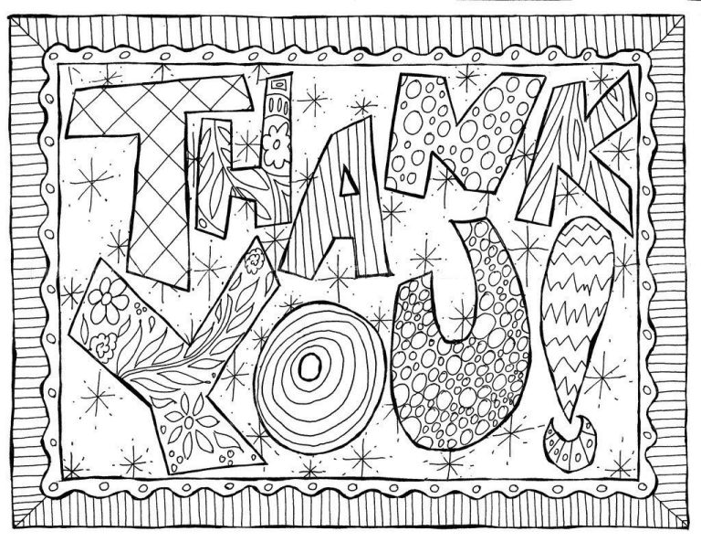 Coloring Pages Free Printable Thank You Cards To Color