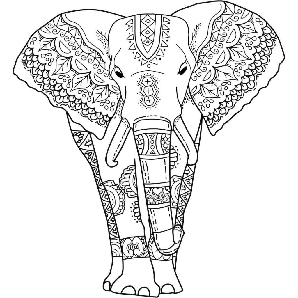 Mindfulness Colouring Printable Elephant