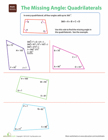 Find The Missing Angle Worksheets