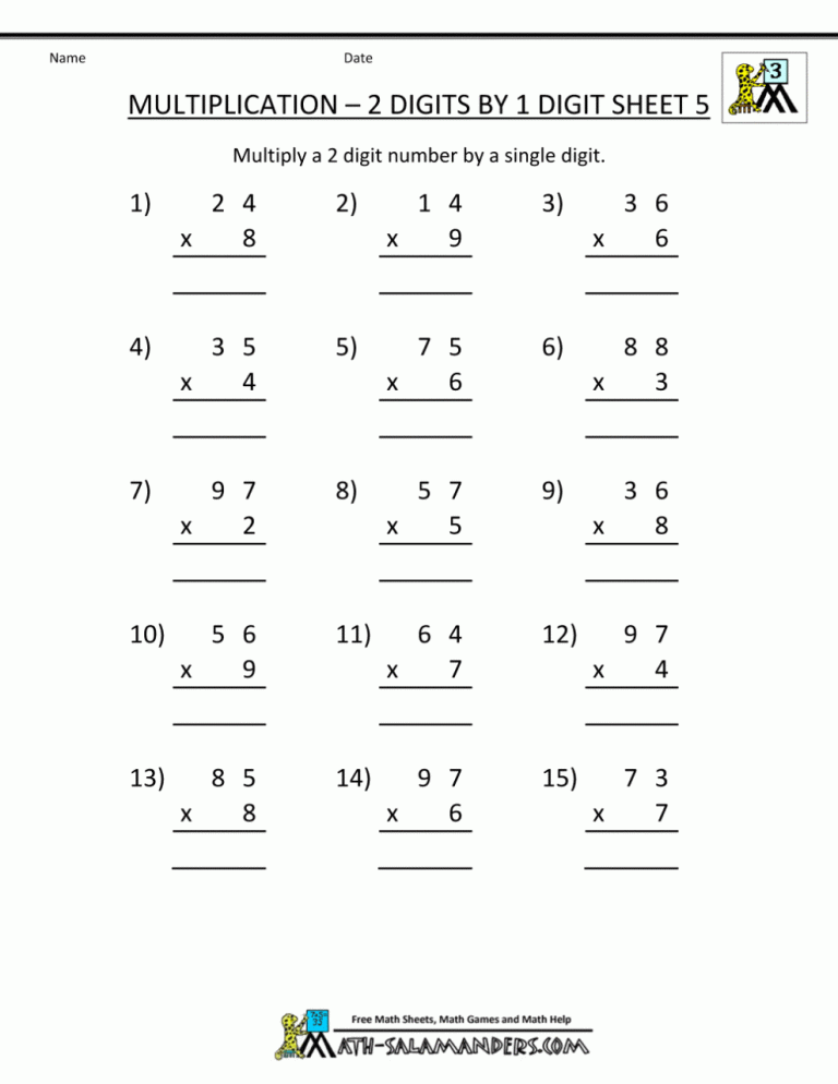 Multiplication Worksheets Grade 5 With Answers