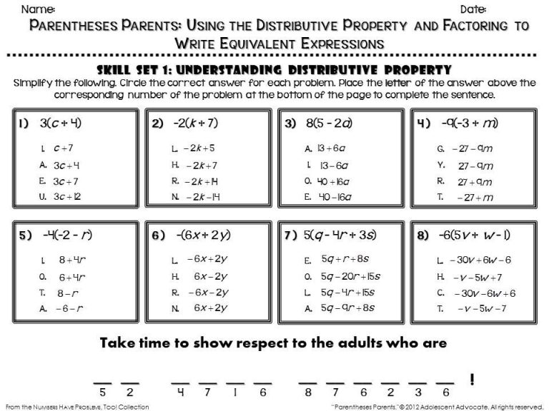 Equivalent Expressions Worksheet Answers