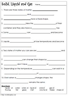 Science Worksheets For Grade 3 Matter