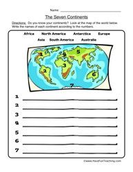 World Map Worksheets For 2nd Grade