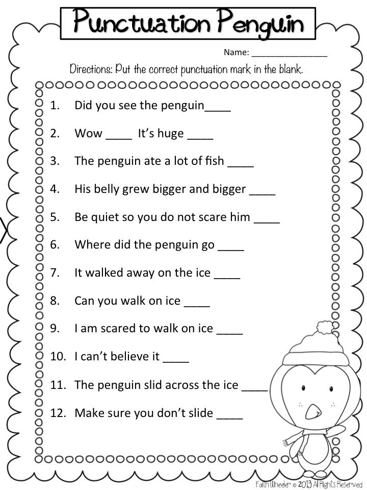 Ending Punctuation Worksheets 1st Grade