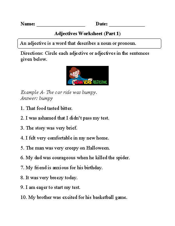Pdf 4th Grade Adjectives Worksheets For Grade 4