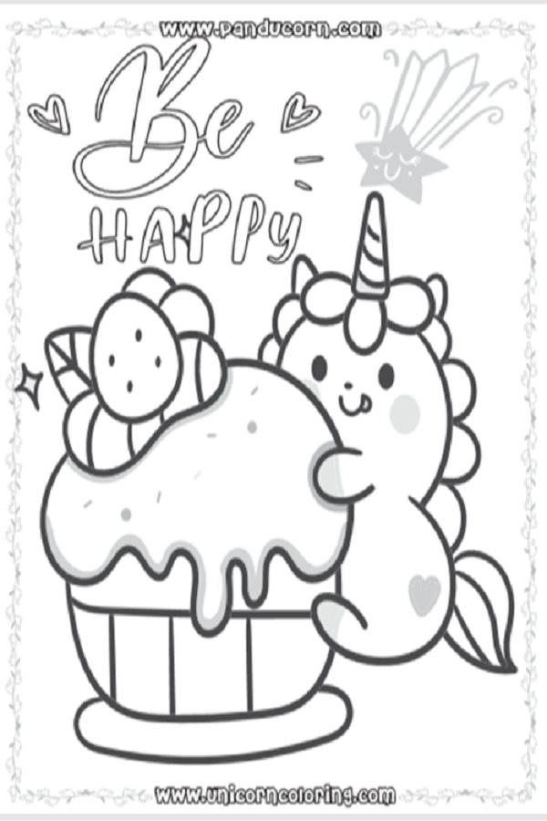 Children's Unicorn Cake Coloring Pages