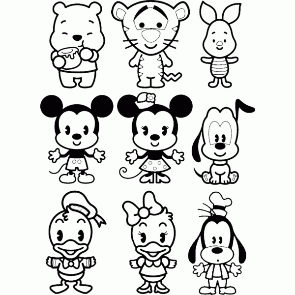 Cute Disney Characters Colouring Pages
