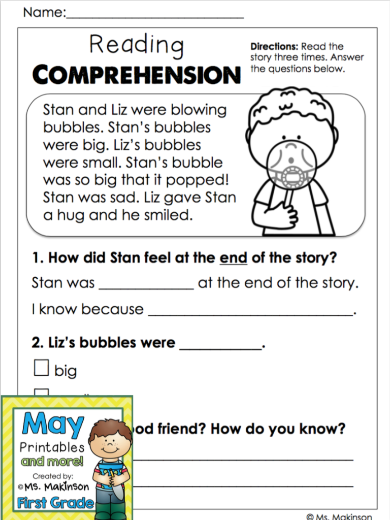 First Grade Reading Worksheets Free