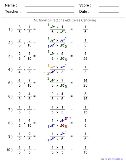 Cross Multiplication Fractions Worksheet