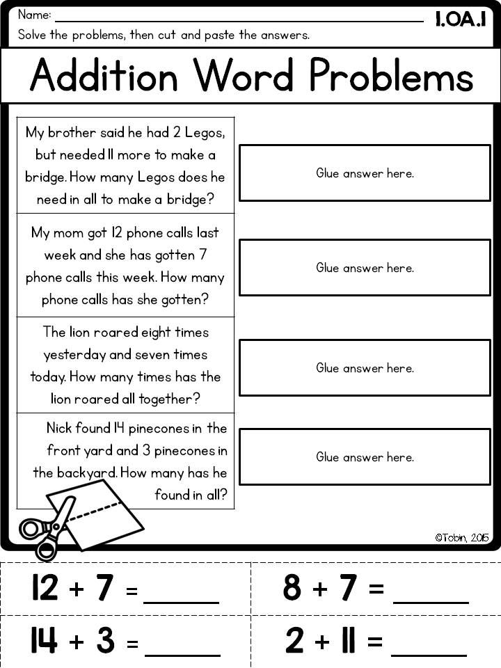 Printable Addition And Subtraction Word Problems Grade 1