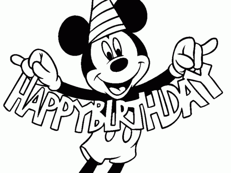 Printable Mickey Mouse Birthday Coloring Pages