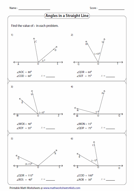 Vertical Angles Worksheet With Variables