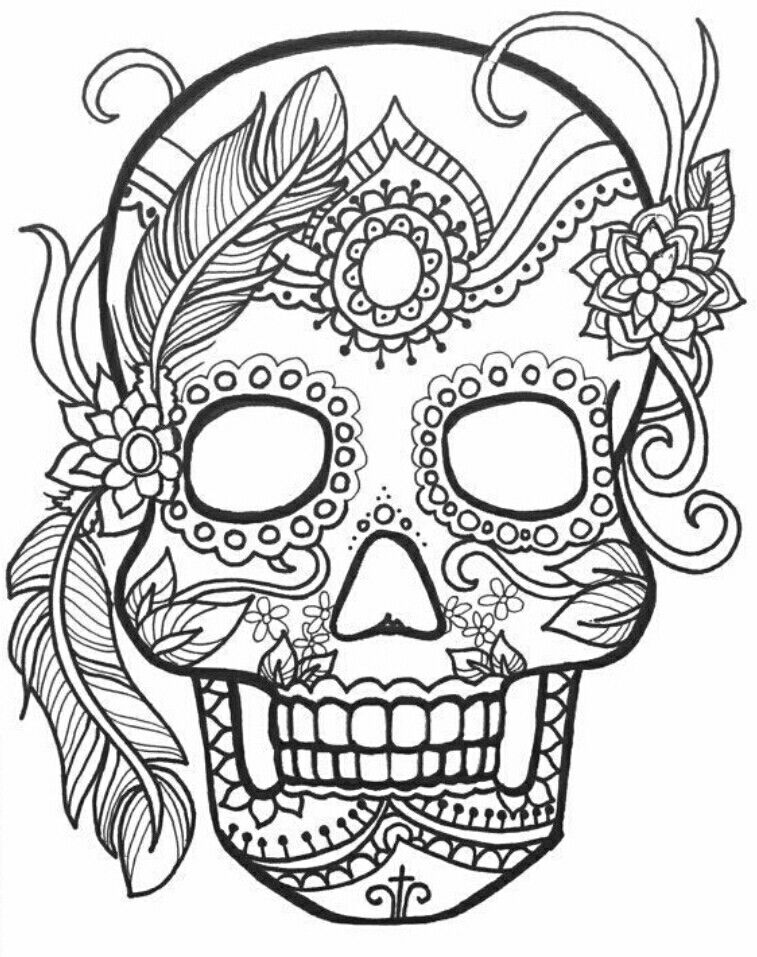 Printable Skull Coloring Sheets Printable Day Of The Dead Skull