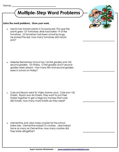 Word Problem Addition And Subtraction Worksheets For Grade 3