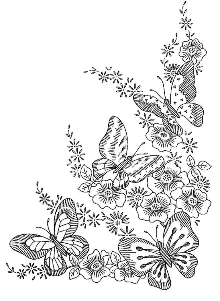 Free Printable Coloring Pages Flowers And Butterflies