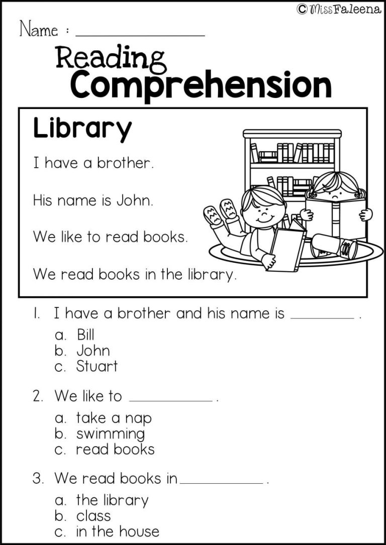 Year 1 Comprehension Worksheet