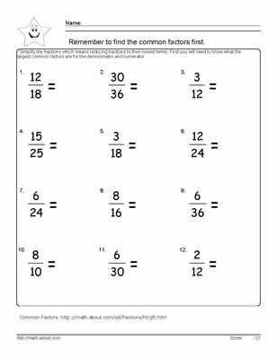 6th Grade Simplifying Fractions Worksheet Pdf