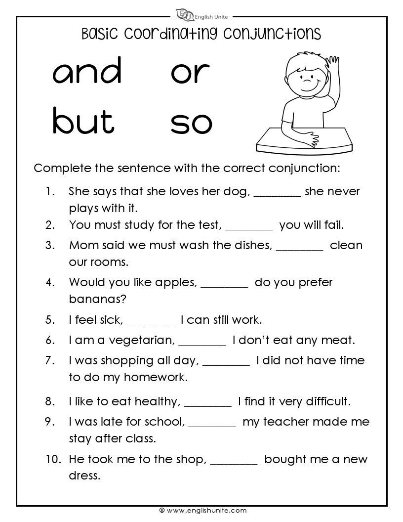Conjunction Worksheets For Grade 10