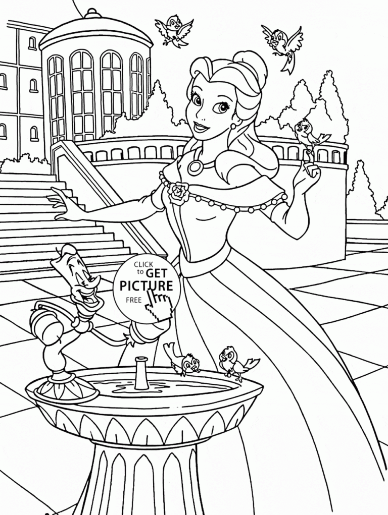 Princess Belle Free Printable Disney Princess Coloring Pages