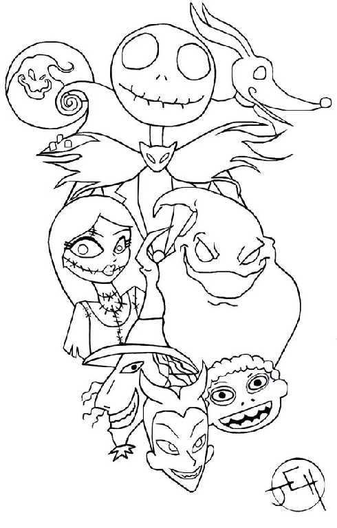 Free Printable Coloring Sheet Cute Nightmare Before Christmas Coloring Pages