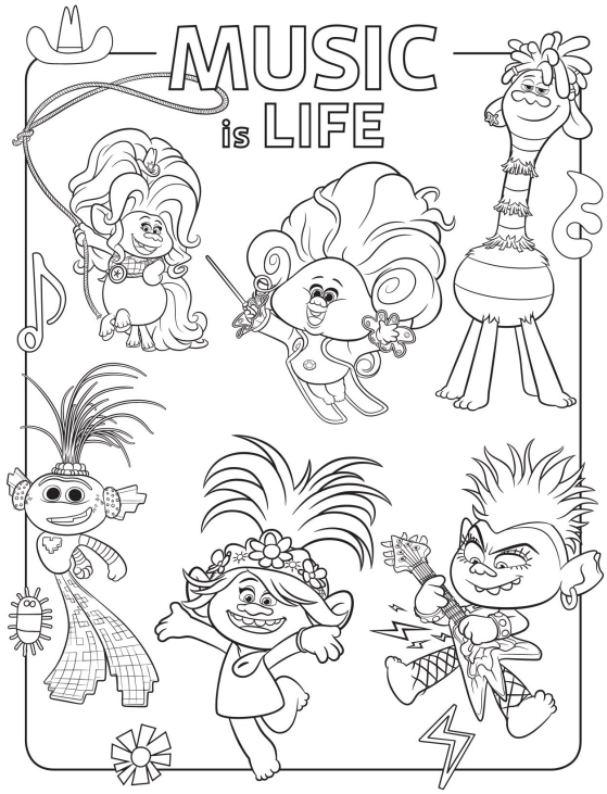 Coloring Book Printable Trolls World Tour Coloring Pages