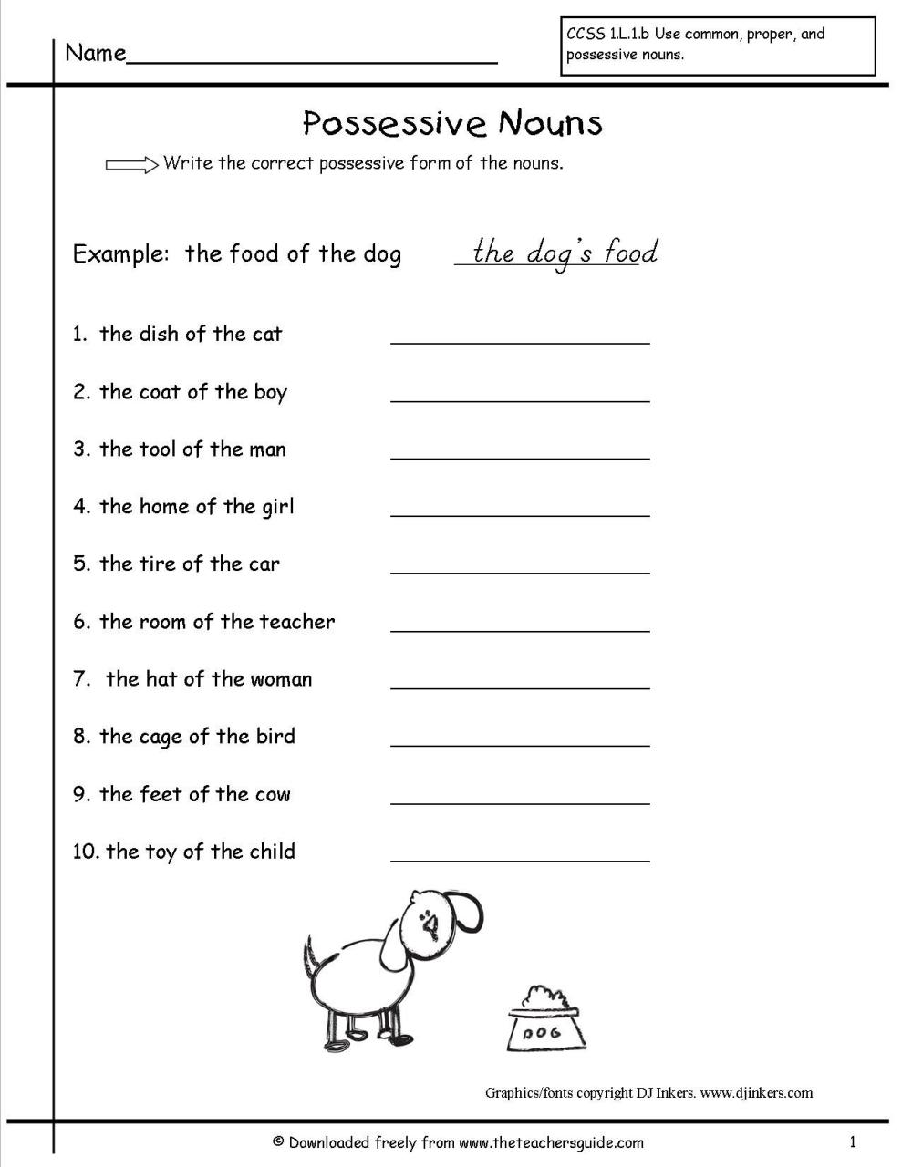 Second Grade Nouns Worksheet For Grade 2