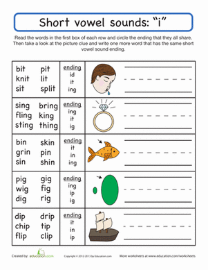 Short Vowel Sounds Worksheets 3rd Grade