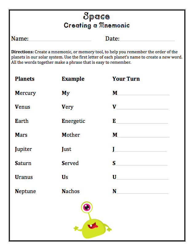 Space Worksheets 4th Grade