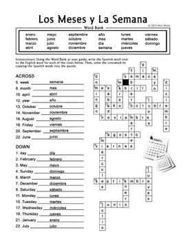 Spanish Days Of The Week And Months Worksheet