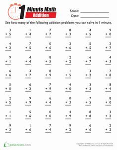 Timed Subtraction Worksheets For 1st Grade
