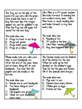 3rd Grade Main Idea Worksheets With Answer Key