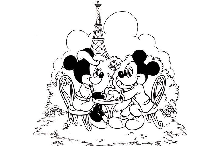 Cute Mickey And Minnie Coloring Pages