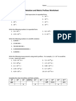 Scientific Notation Worksheet Docx