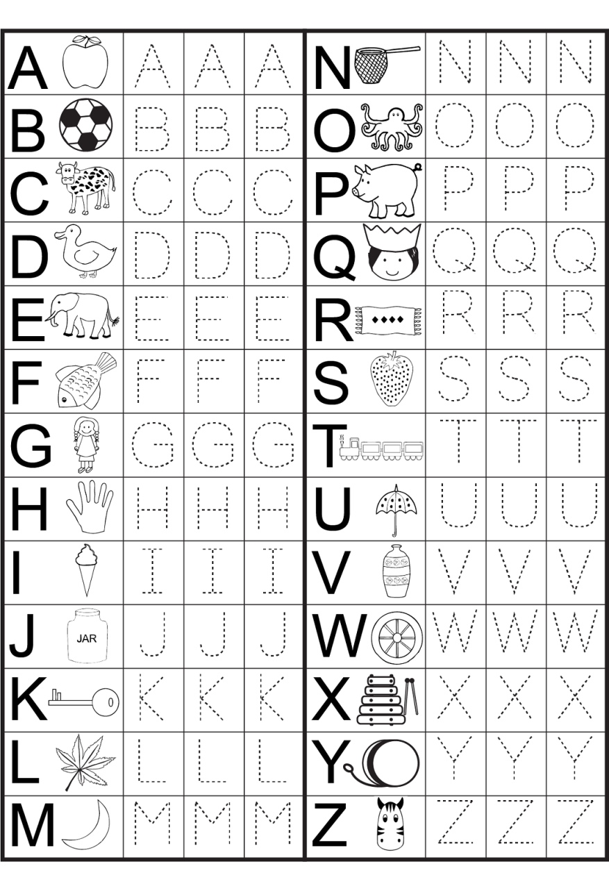 Letter Tracing Worksheets For Kindergarten