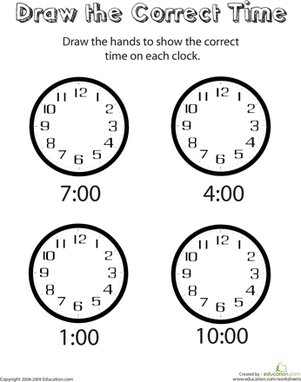 Preschool Time Worksheets For Kindergarten