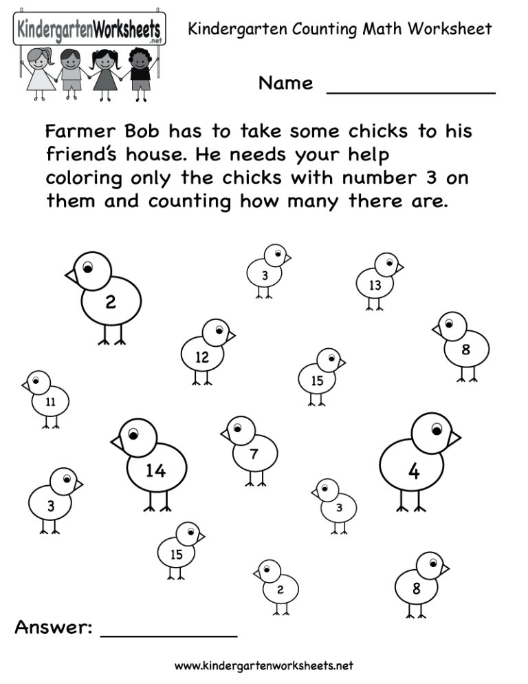Math Worksheets For Kindergarten With Answer Key