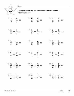 6th Grade Math Worksheets Adding Fractions
