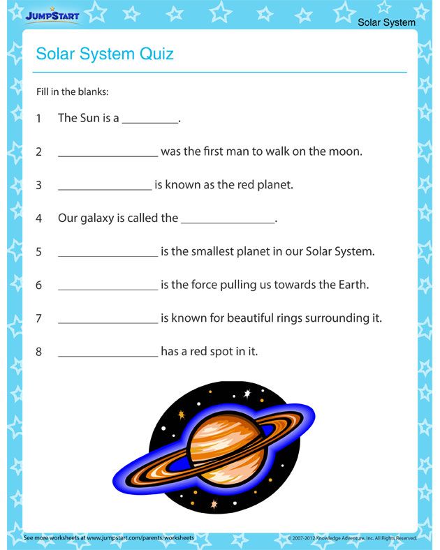Solar System 2nd Grade Science Worksheets