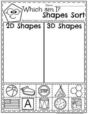Sorting Shapes Worksheets For Kindergarten