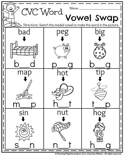 First Grade Cvc Word Worksheets