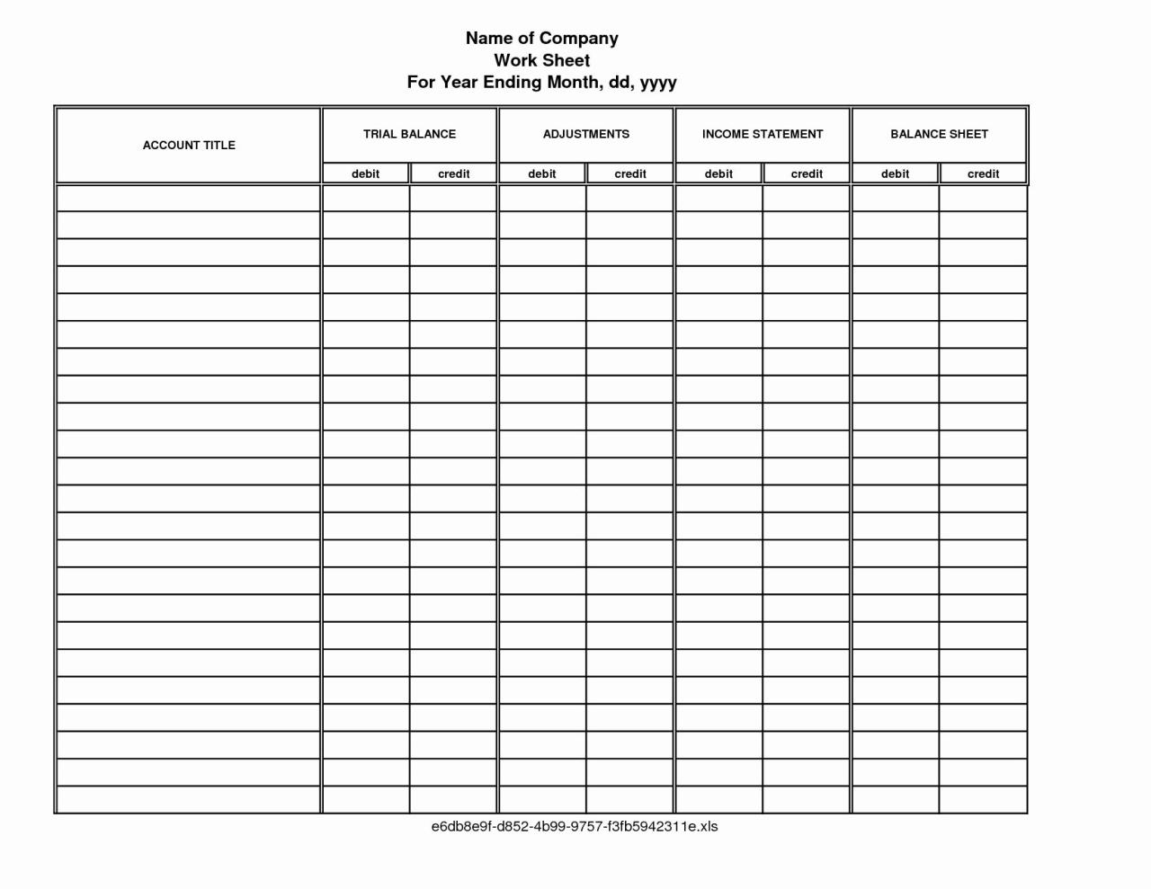 10 Column Worksheet Accounting Example