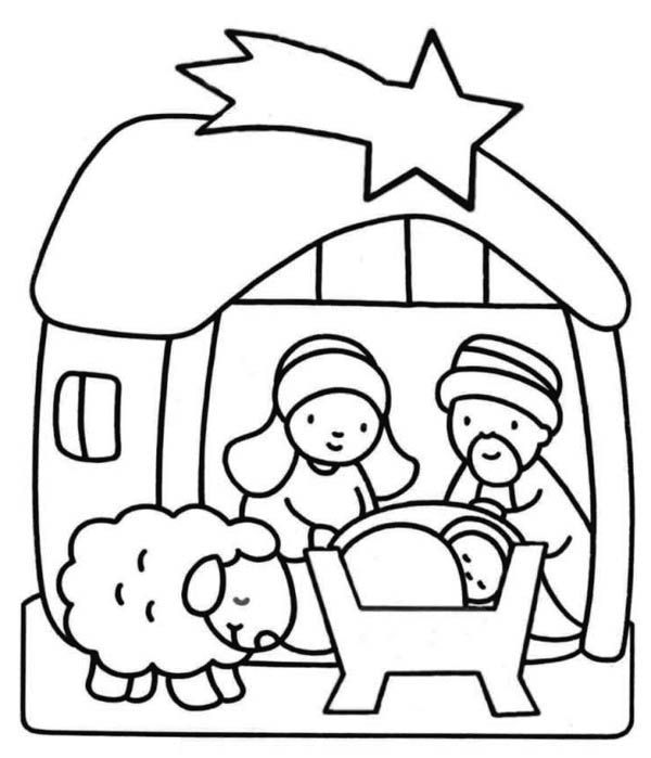 Nativity Scene Baby Jesus Coloring Page