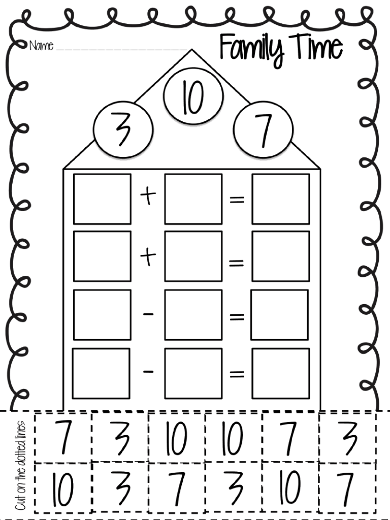 First Grade Second Grade Fact Family Worksheets