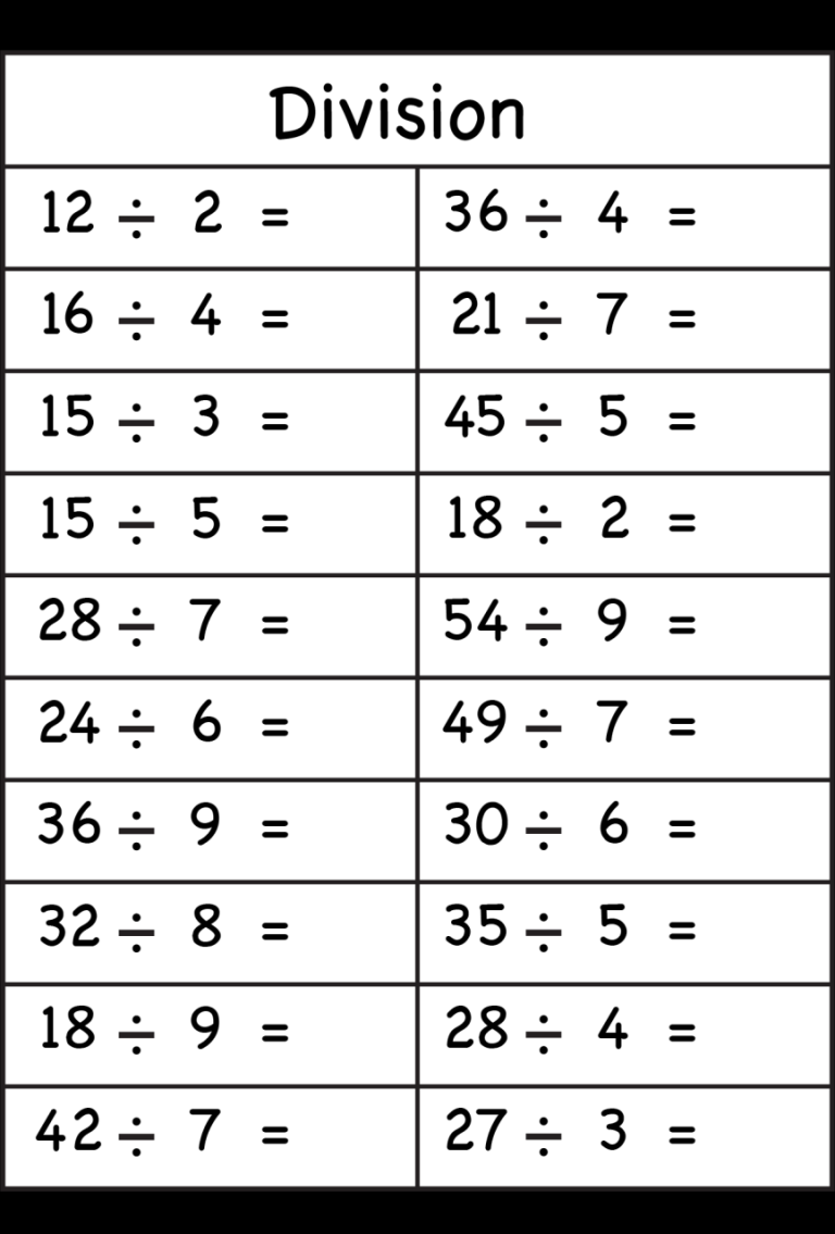 Free Printable Multiplication And Division Worksheets