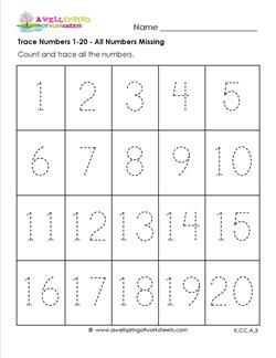 Toddler Printable Number Tracing Worksheets 1-20 Pdf