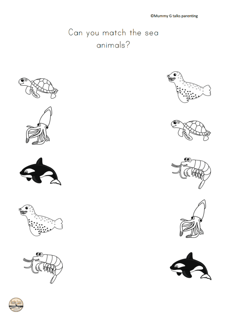 Preschool Sea Animals Worksheets For Preschoolers